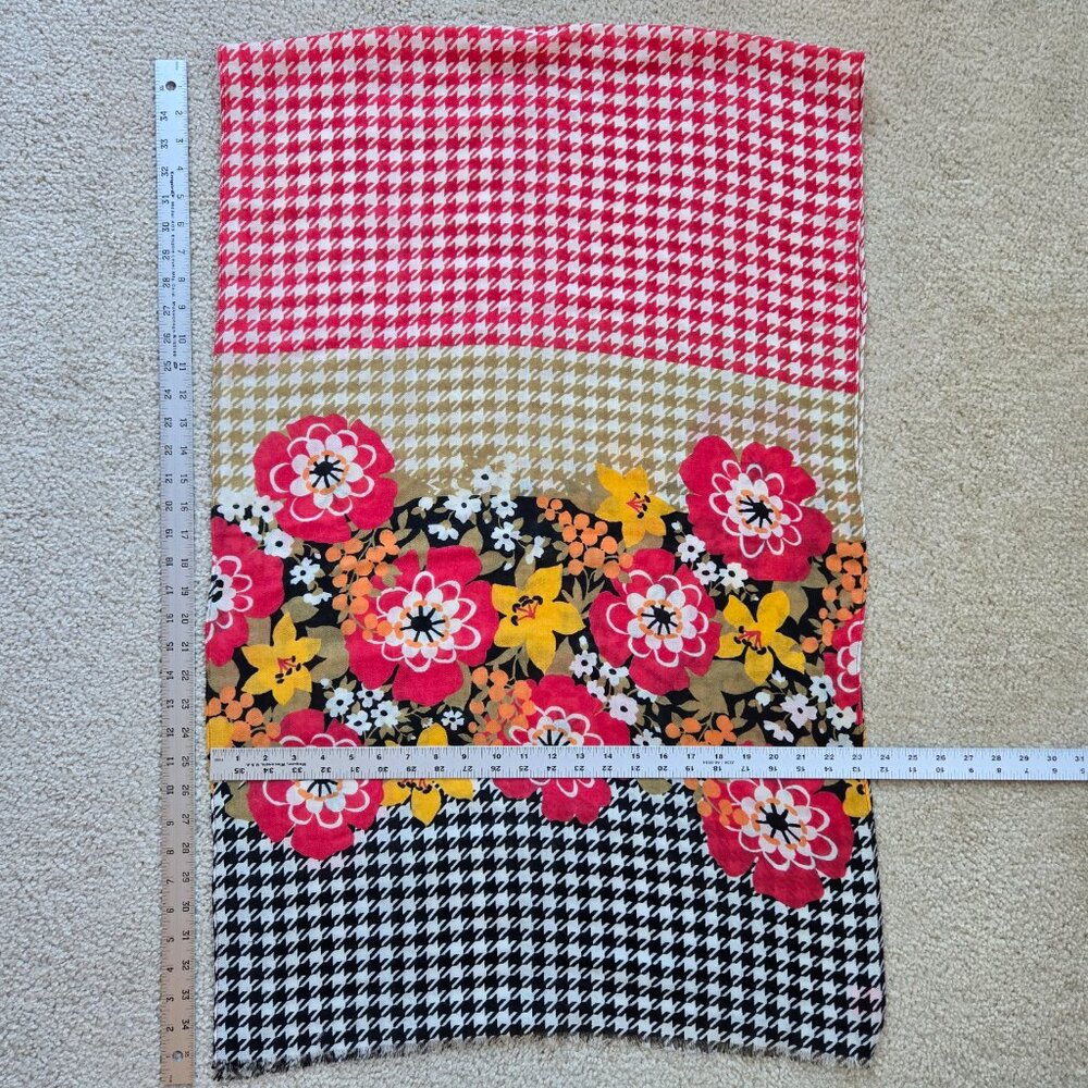 Wool Scarf Floral Houndstooth Scarf Vintage Vera Bradley - Picture 2 of 8